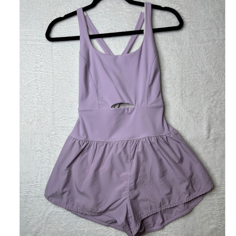 FP Movement Romper Women XS Purple Cutout Racerback Zipper Pocket